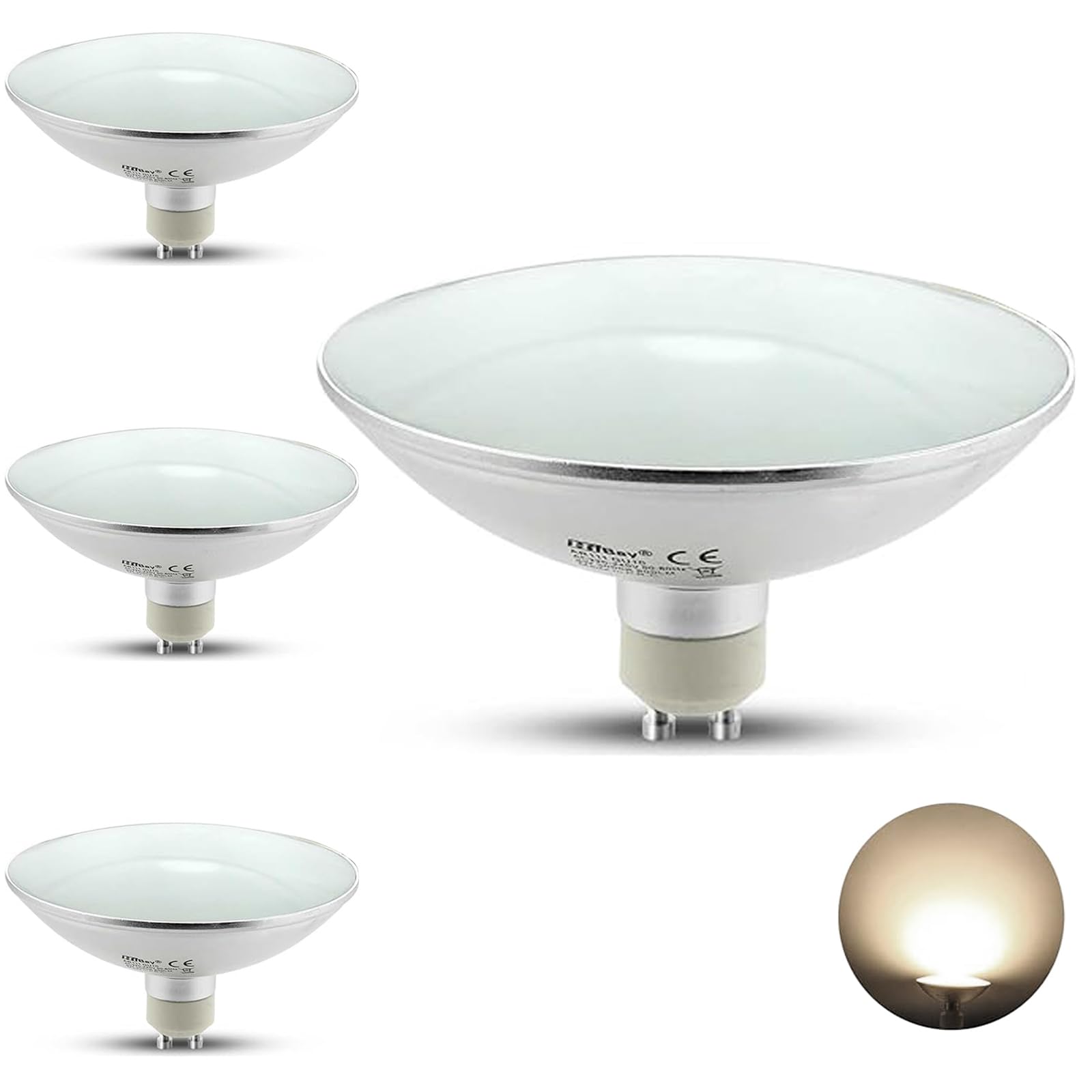 HiBay 4er Leuchtmittel GU10 LED AR111 Strahler Lampe 9W Spot Reflektor Ersatz für 75W Halogenlampen,800lm 4500K 120° Neutralweiß,LED-Glühlampe für Restaurant, Kantine, Wohnzimmer