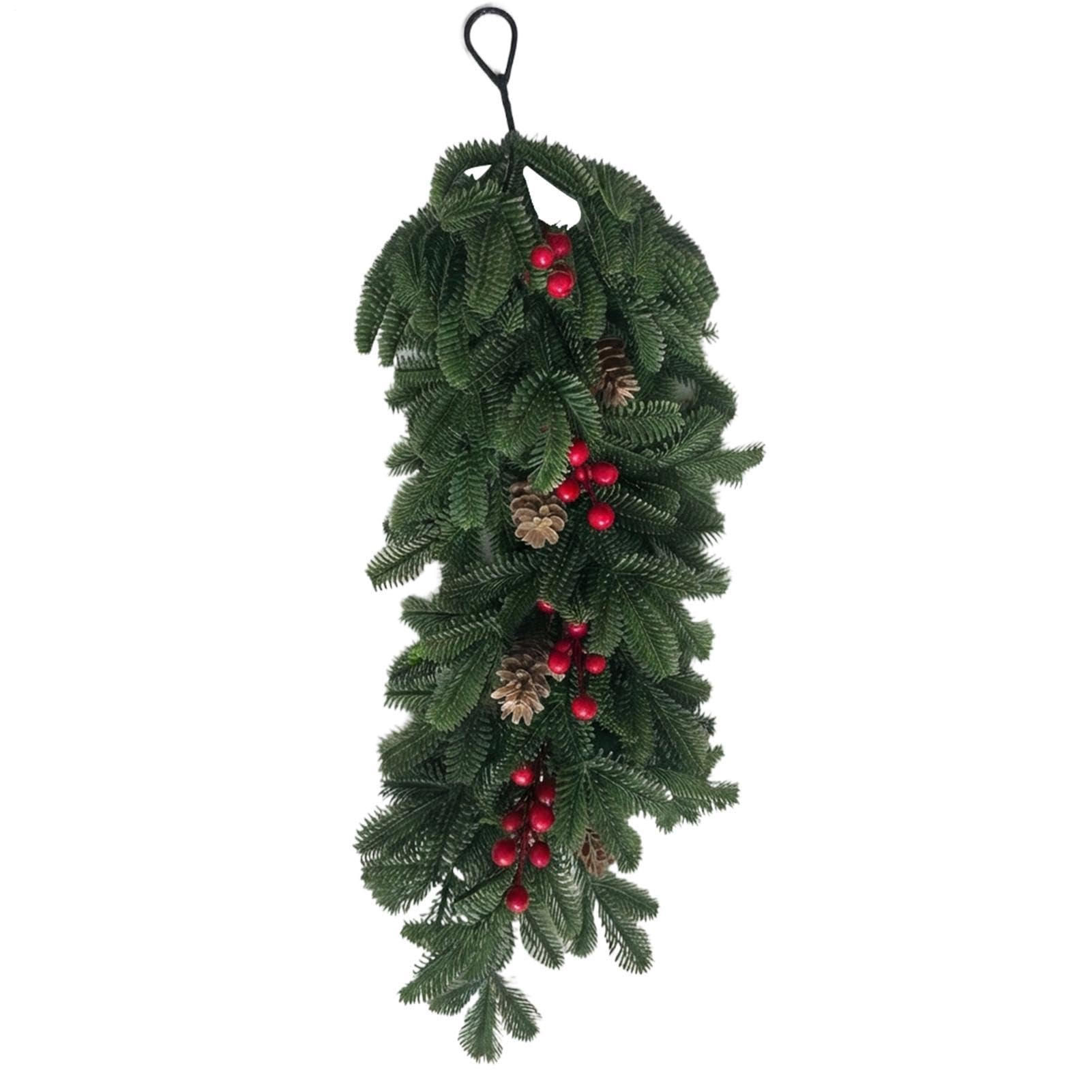 Guirlande de Cheminée Noël Tige de Houx Rouge et Baies pour Décorations de