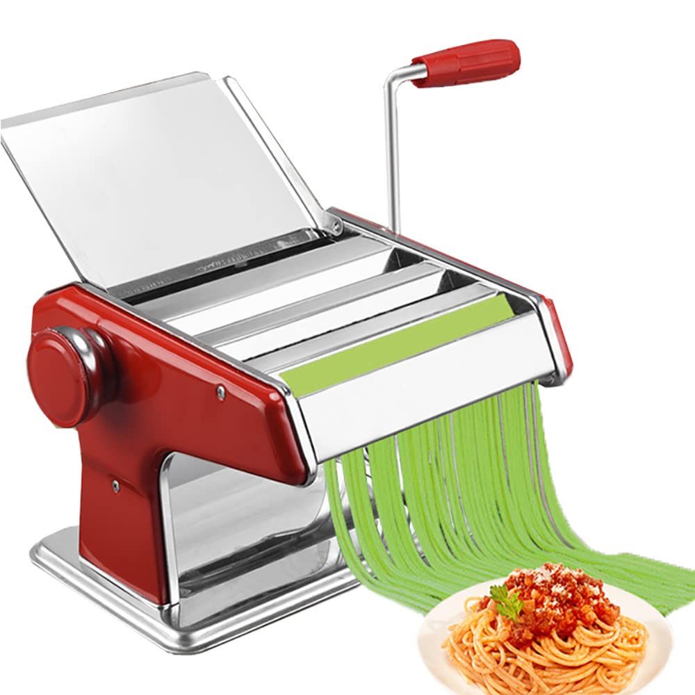 Máquina para hacer pasta, máquina manual de prensa de fideos con rodillo para el hogar, 6 ajustes de hickness, para espagueti/fideos/piel de albóndigas, accesorios de cocina de acero inoxidable,