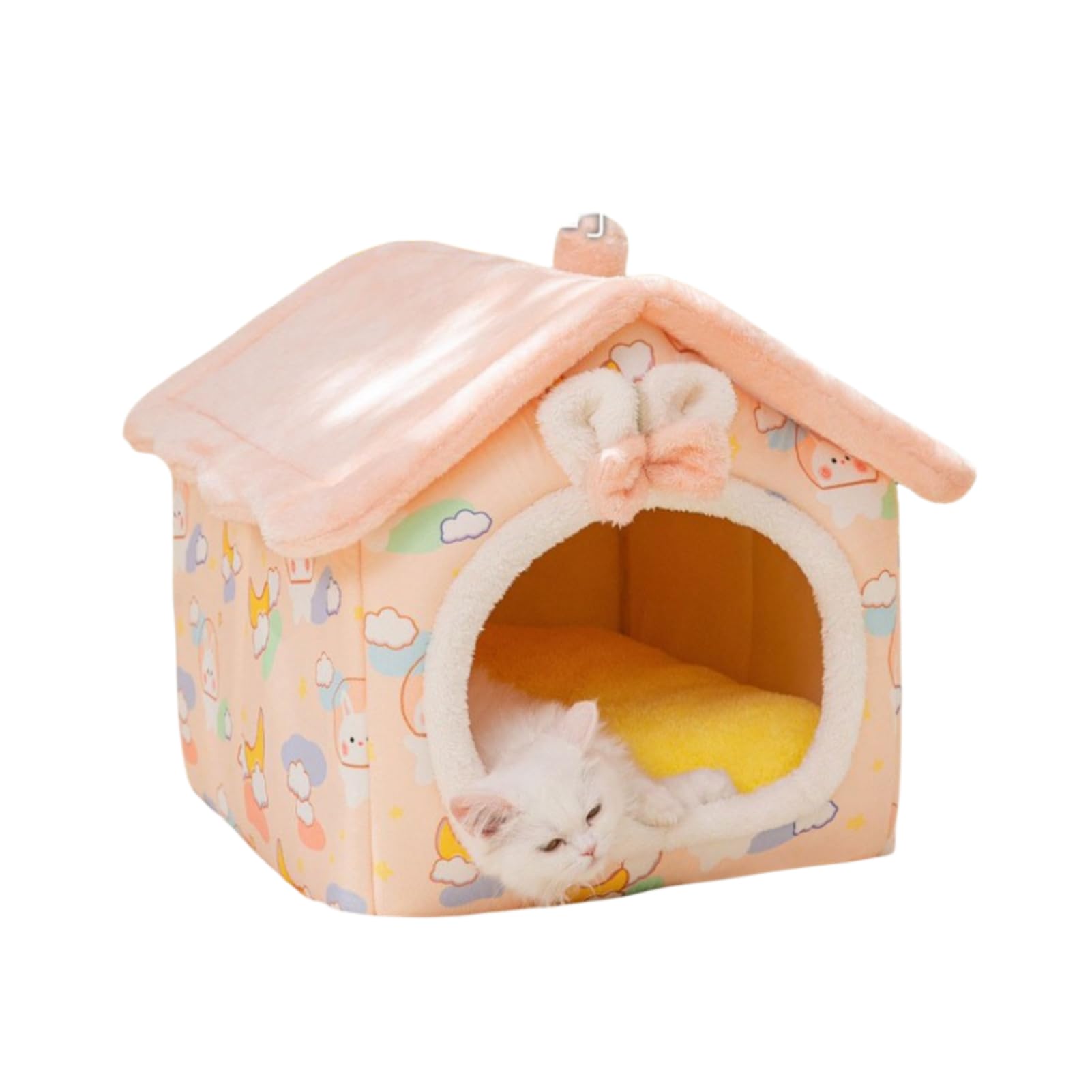 Maison pour chat intérieur en coton premium et peluche douce anti-déformation taille S