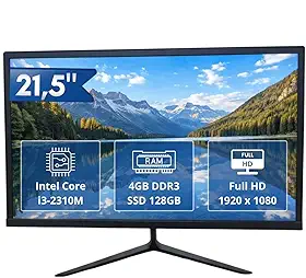 Computador All-in-One 21,5" Full HD, Intel i3 2310M 4GB RAM SSD 128GB, Wi-Fi, Bluetooth, HDMI, para Estudo, Home Office e Escritório