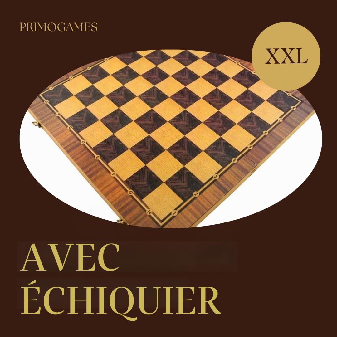 PrimoLiving Set de Backgammon en Bois de Luxe - 50 x 47 cm - échiquier Inclus