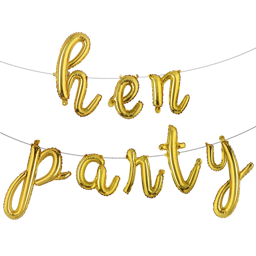 16 inch lowercase Hen party Banner Letters Balloons Pack Bachelor Party Supplies decoration Foil Mylar Supplies Kit (L Hen party Gold)
