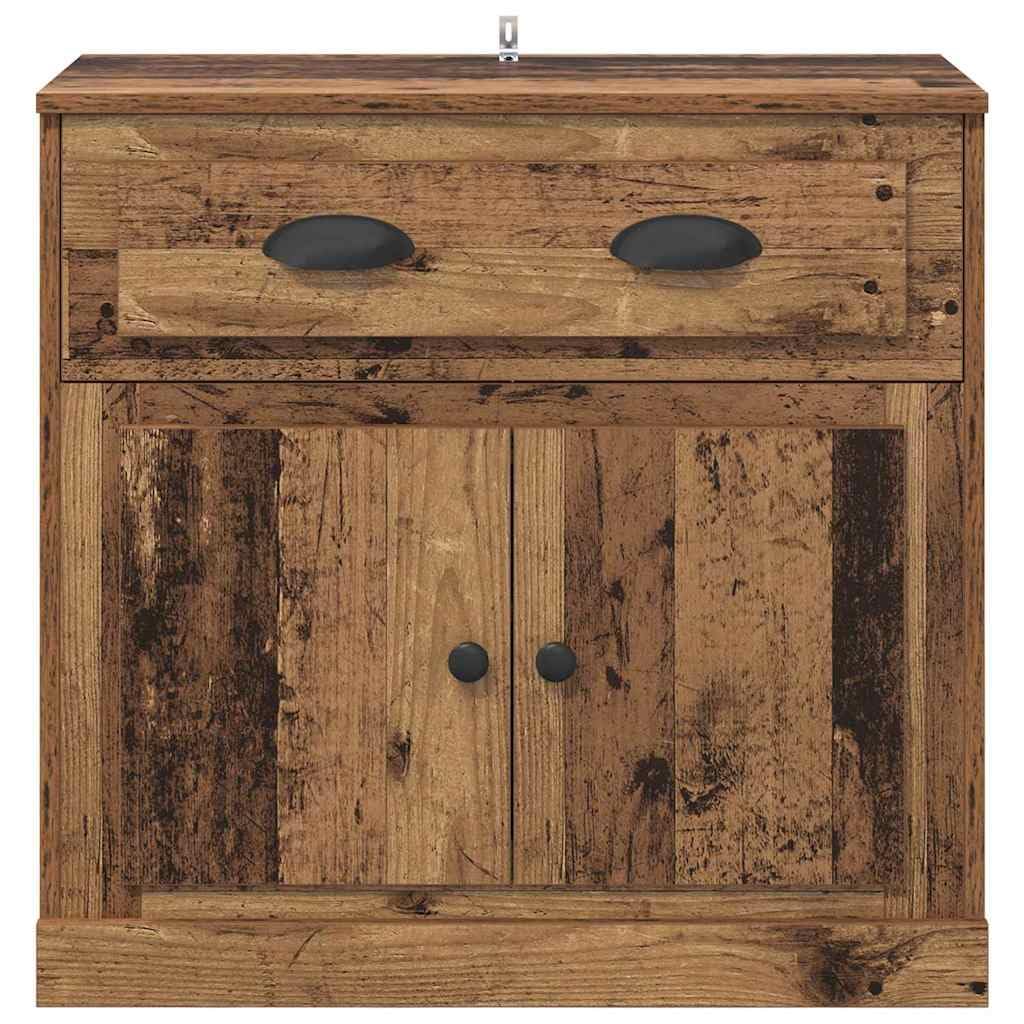 Aparador alto 70 x 35,5 x 67,5 cm, aspecto de madera vieja, con 2 puertas y cajón, para salón, pasillo, cocina, almacenamiento, gabinete moderno