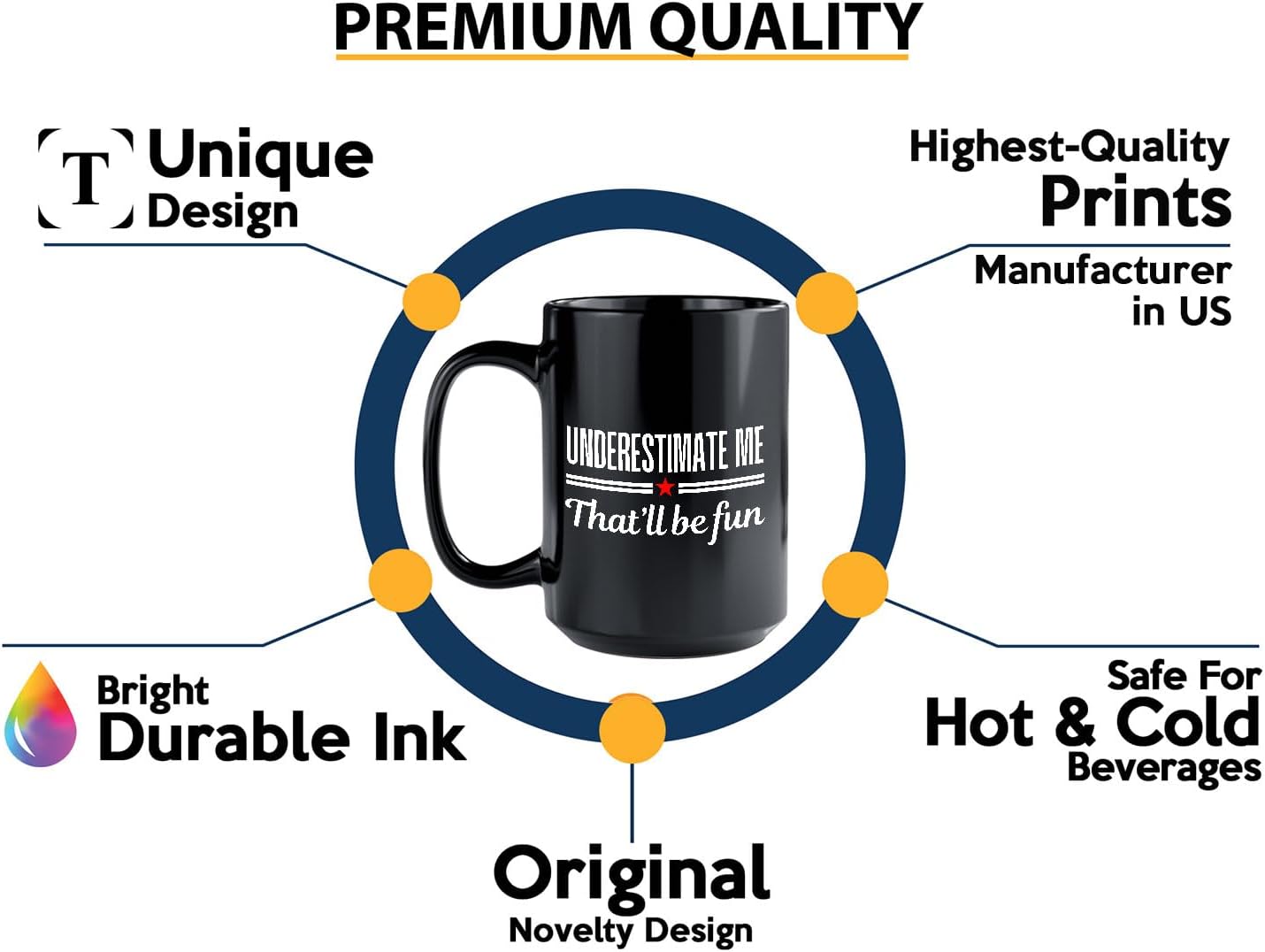 Proud Coffee Mug 15 oz Black, Underestimate Me Joke for Introvert Bookworm Nerd