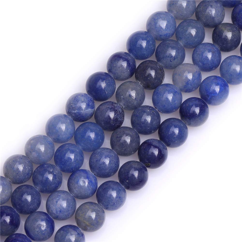 GEM-Inside Natural A Grade 8mm Blue Aventurine Jade Round Gemstone Semi Precious Loose Beads for Jewellery Making 15''