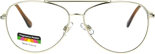 SA106 Gafas de lectura progresivas para hombre con borde de metal Officer Pilot Multi 3 Power Focus