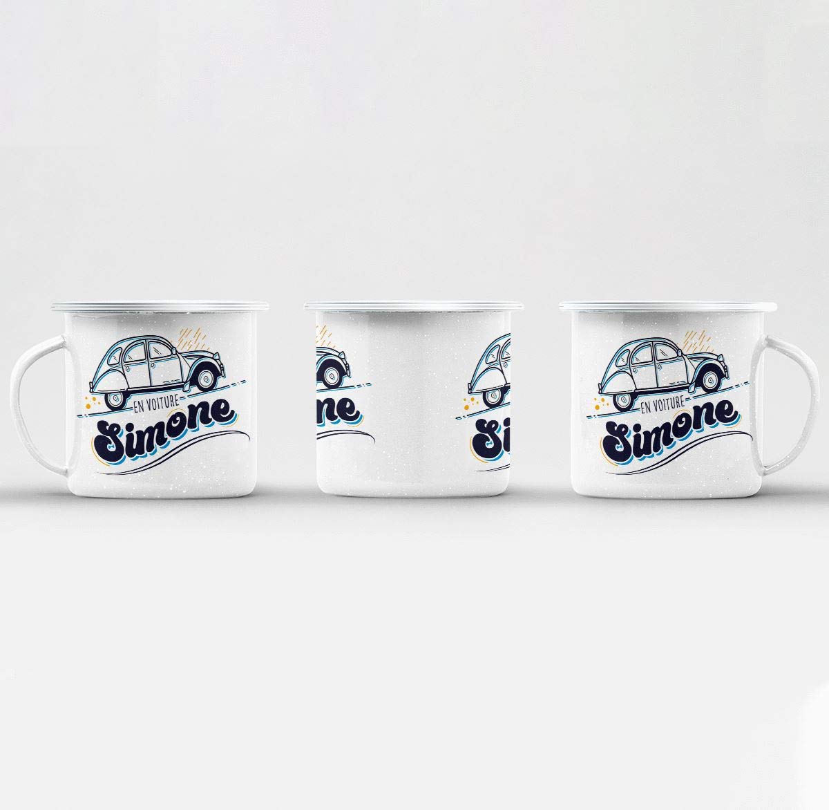 Tazza In Metallo Smaltato Umoristica Simone – Infrangibile, Vintage, Sublimazione HD, 8,6x8,8 Cm