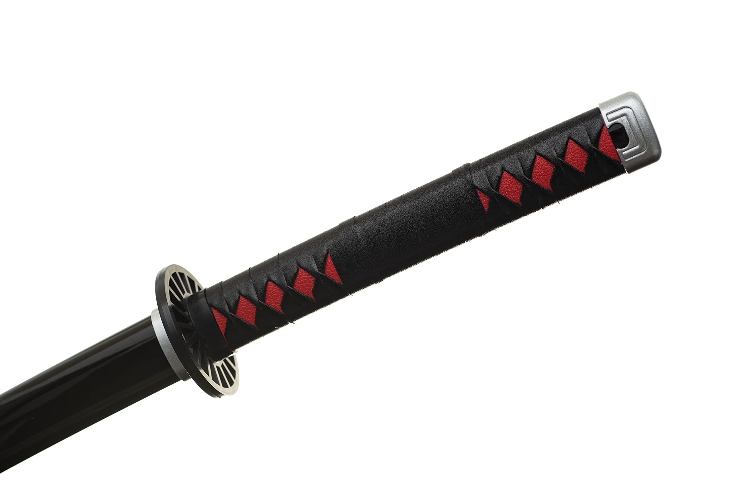 Épée de démon Katana Wood (Kamado Tanjirou) avec Ceinture et Support 102cm Épée de samouraï en Bambou Noir (émoussée) – Arme de Costume de Cosplay Anime