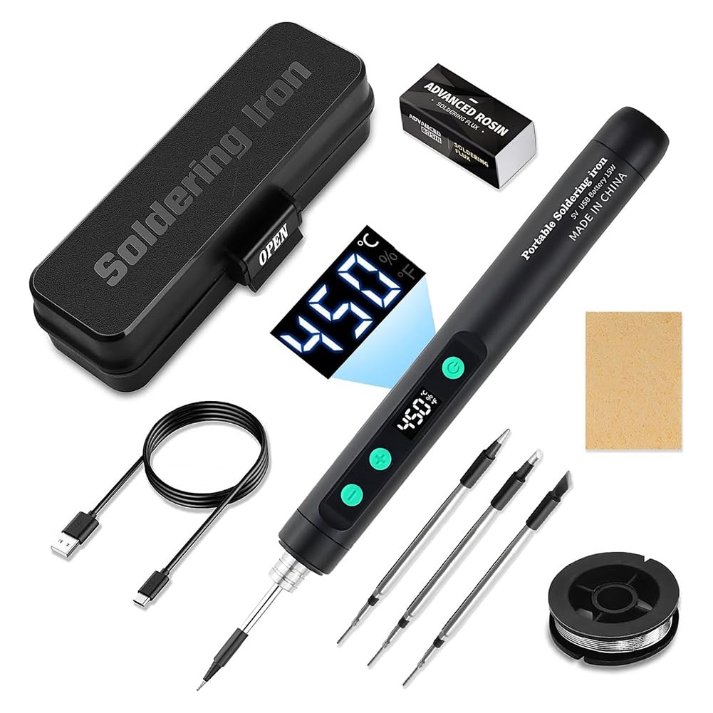 Jnchdghwa As Shown Cordless Soldering Iron Kit Lcd Display Portable Rechargeable Usb Soldering Iron Tool Adjustable Temperature 180℃-450℃ Electronics Repair, Diy Projects, Jewelry Customer Needs