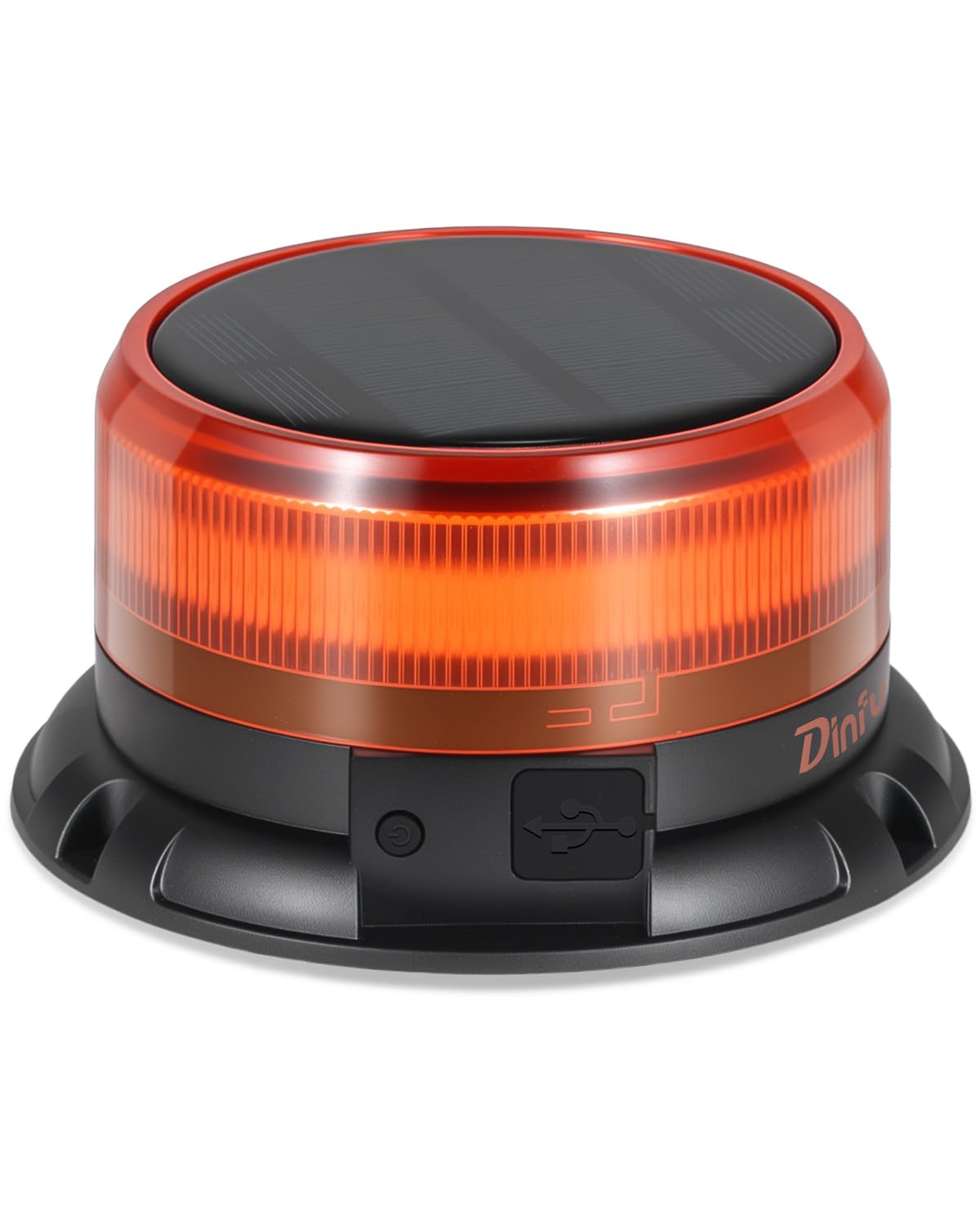 Dinfu Gyrophare LED Sans Fil solaire 9 motifs clignotants 12V 24V, lampe d'avertissement LED jaune avec chargeur de voiture et câble USB pour voiture, camion, tracteur, voiture de golf, SUV