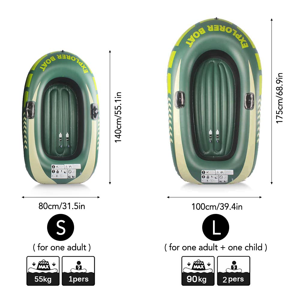 Bnineteenteam PVC Boat, Inflatable PVC Canoe with 3 Chambers and Double Valves Great Addition for Lakes Beaches or Rivers (L)