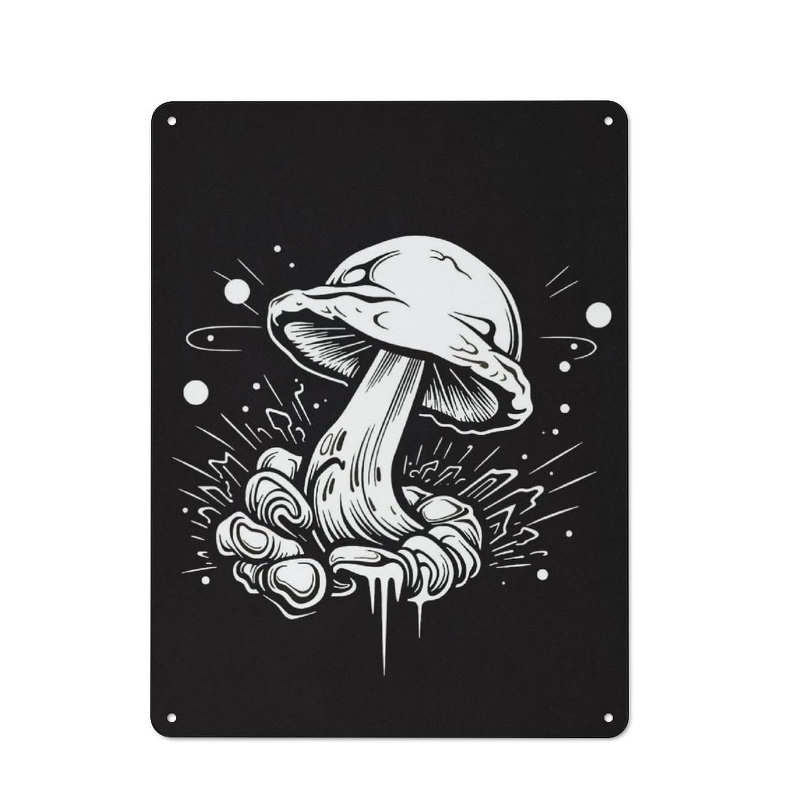 Junmoney Mushroom Drawing Metal Plaque 40X30cm With For Garage Wall, Retro Decor, Housewarming Present For People Styling Garage