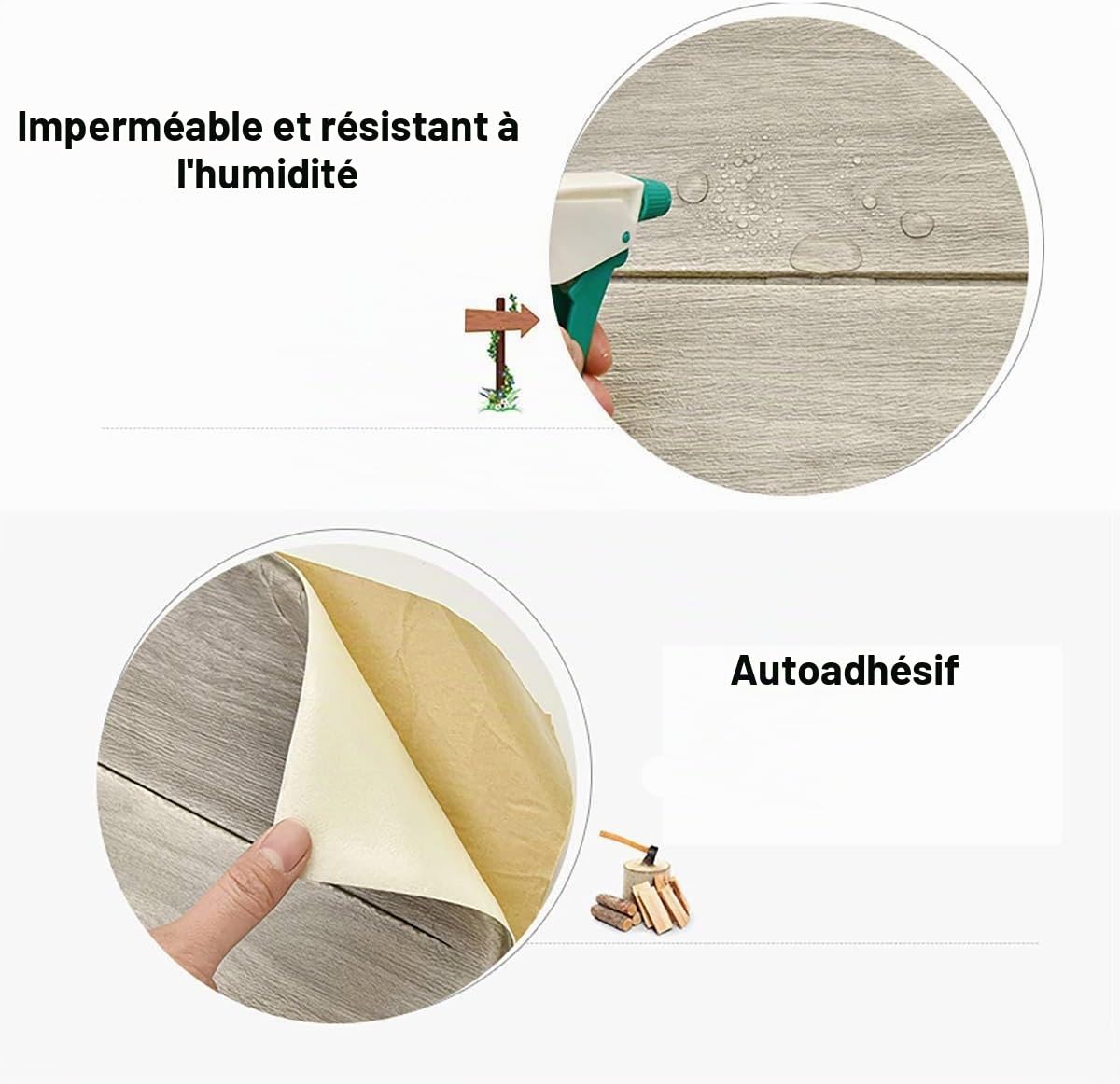 Papier peint adhésif mural 10 pièces (5,39 m2) 3D adhésif panneaux muraux briques panneaux muraux décoratifs 3D pour mur autocollants muraux, pour cuisine, salon, salle de bains, 77 x 70 cm, chêne