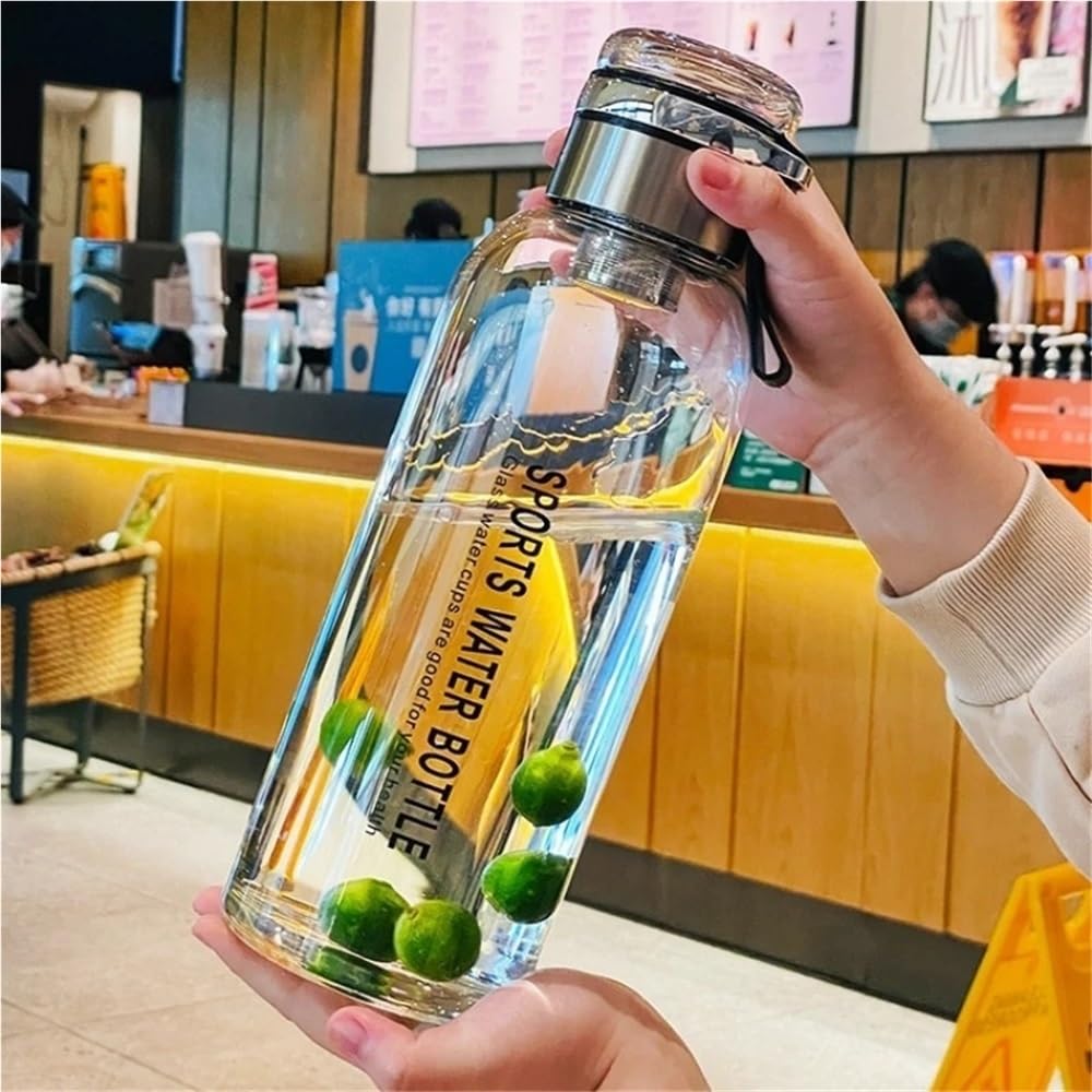 Amazon.com: ruehalf 1.2L Large Capacity Glass Water Bottle Transparent Milk  Juice Cup Outdoor Portable Leakproof Drinkware Tea Water Glass Bottle  1200ml : Sports & Outdoors