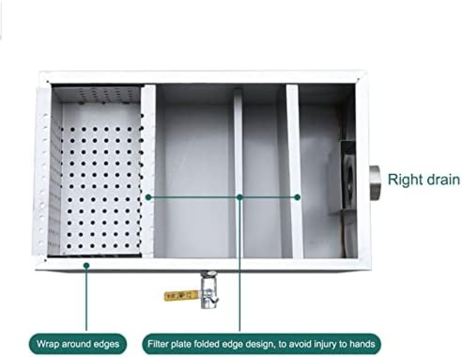 Piège à Graisse Acier Inoxydable Professionnel - Séparateur Huile/Eau Pour Cuisine Restaurant - 50x25x25cm