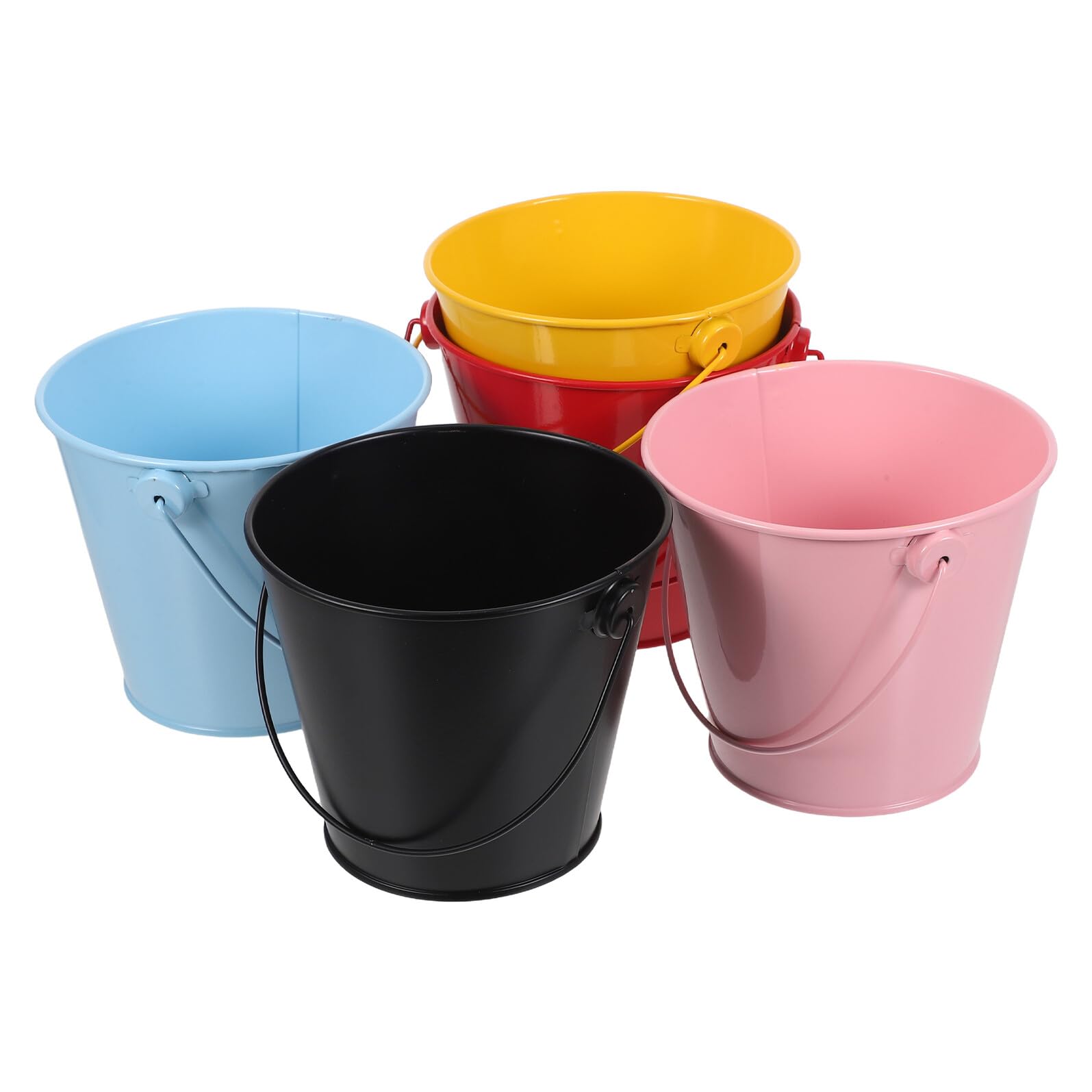 5 Piezas Unidades Organizador de Escritorio de Metal con Asa Cubo de Hierro para Lápices y Brochas de Maquillaje Compacto y Resistente para Oficina Aula y Manualidades
