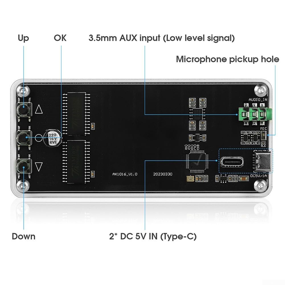 Analizador de espectro de audio, espectro musical, captación de micrófono, medidor de nivel de sonido, analizador de audio, espectro musical preciso y entrada de señal dual (luz verde)