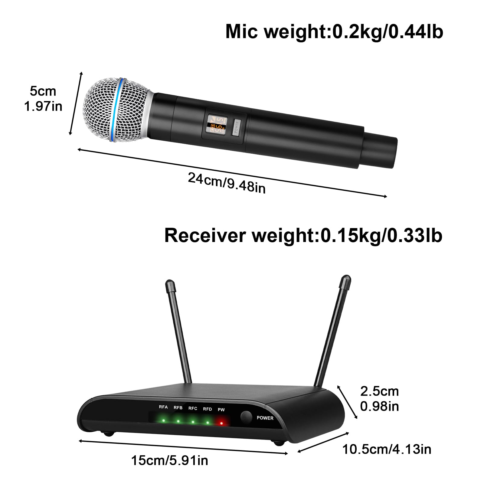 Micrófonos inalámbricos de karaoke Depusheng R4-Pro, sistema profesional de micrófono de mano de 4 canales, micrófono metálico dinámico para karaoke, iglesias, karaoke en casa, reuniones, fiestas, DJ,