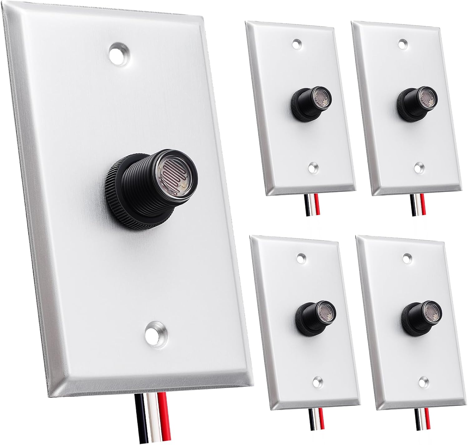 Retisee 4 Pcs Photocell Sensor for Outdoor Lights with Photocell and Wall Plate, Hardwire Light Control, Controls Lighting Dusk to Dawn Compatible with Incandescent Compact Fluorescent Halogen LED