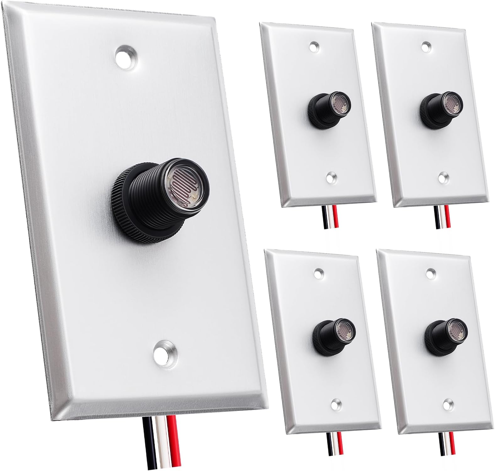 Retisee 4 Pcs Photocell Sensor for Outdoor Lights with Photocell and Wall Plate, Hardwire Light Control, Controls Lighting Dusk to Dawn Compatible with Incandescent Compact Fluorescent Halogen LED