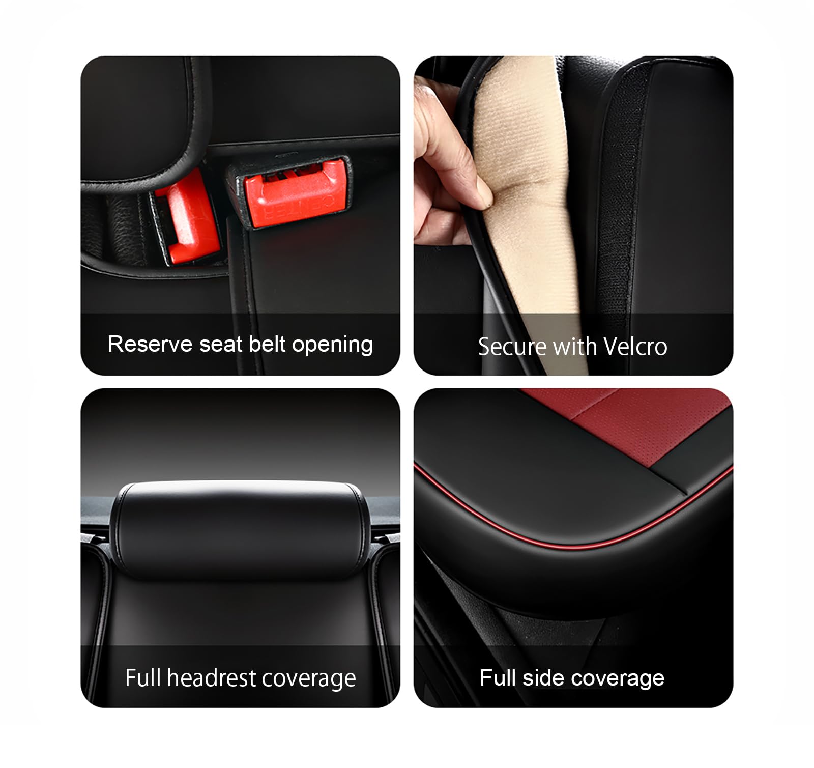 Autositzbezüge Komplett Set Universal in Premium Design | Schonbezüge für Peugeot 208 3008 | Wasserdicht Sitzbezug | Auto Sitzbezüge Airbag Geeignet Schwarz