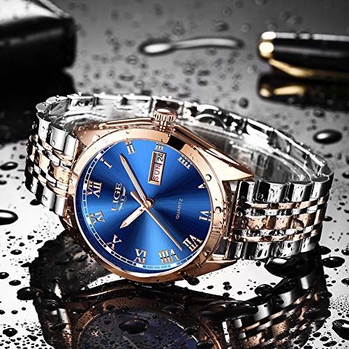 LIGE herenhorloge waterdicht roestvrij staal analoog kwarts polshorloge - Afbeelding 3