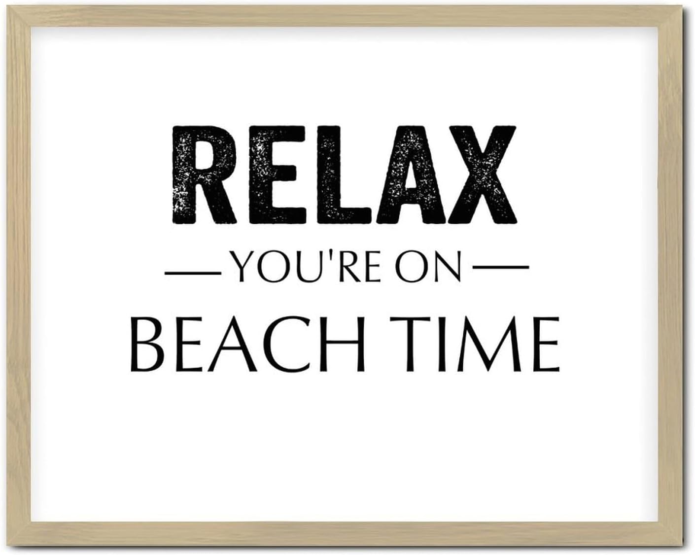 Relax You're On Beach Time Wood Framed Printed Sign Rustic Nursery Wall Art Decoration Wooden Plaque Sign Positive Positive Saying Quotes Wooden Wall Table Sign for Living Room Bathroom 16x20in