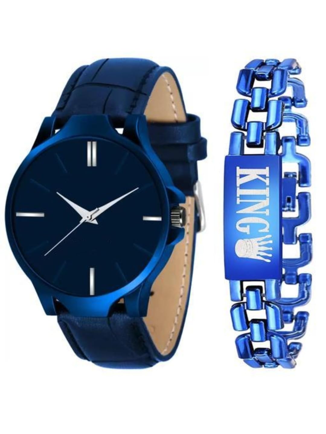 vtrack A09 New Leather Belt Watch with King Bracelet for Men (Blue) (B0CVQJ29B3) Amazon Price History, Amazon Price Tracker