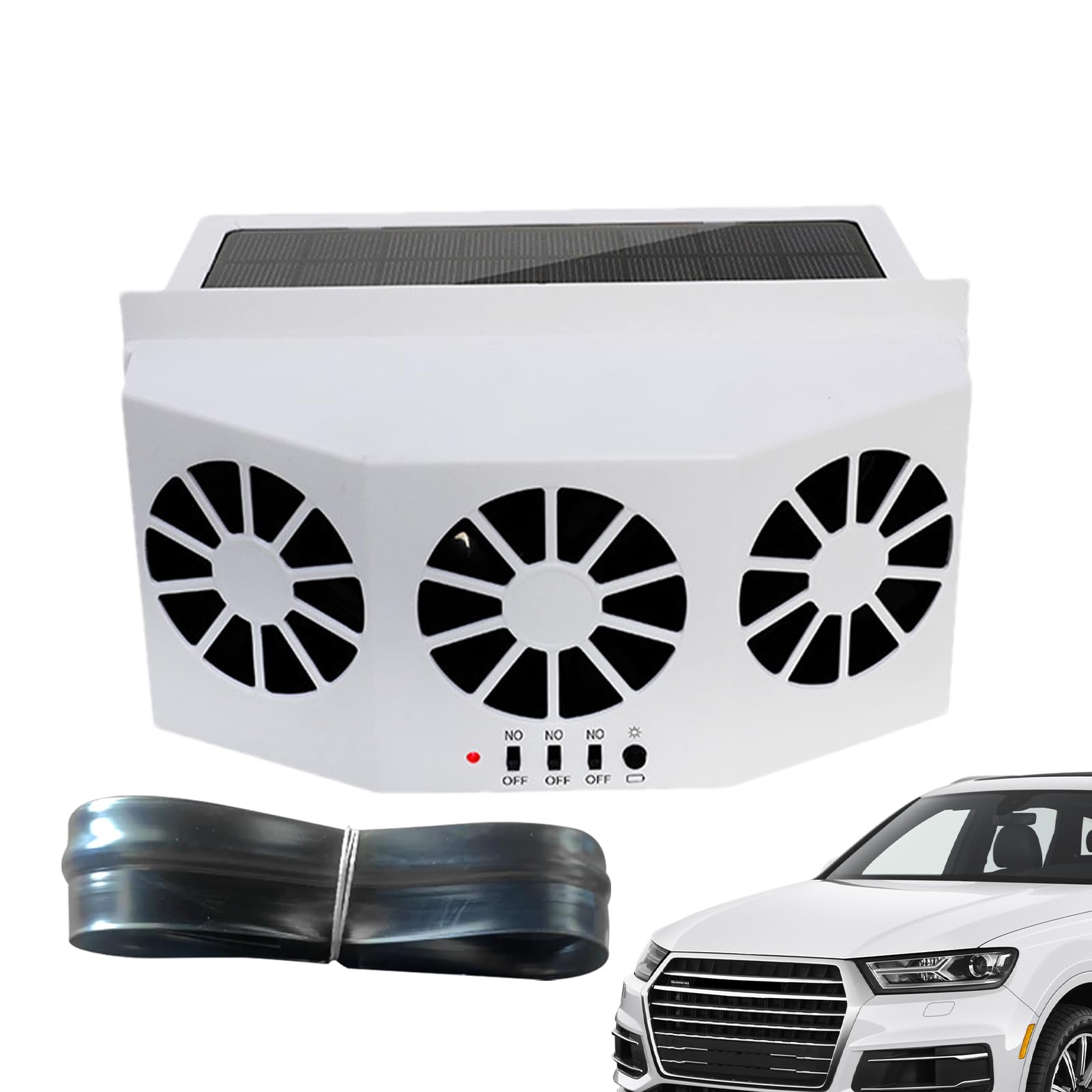 Ventilatore Di Scarico Solare Per Auto - 22x6,5x11 Cm 1600 MAh, Ventola Di Scarico Per Finestra Con 3 Uscite, Dispositivo Di Raffreddamento Silenzioso Per Veicolo | Circolazione Automatica 'aria P