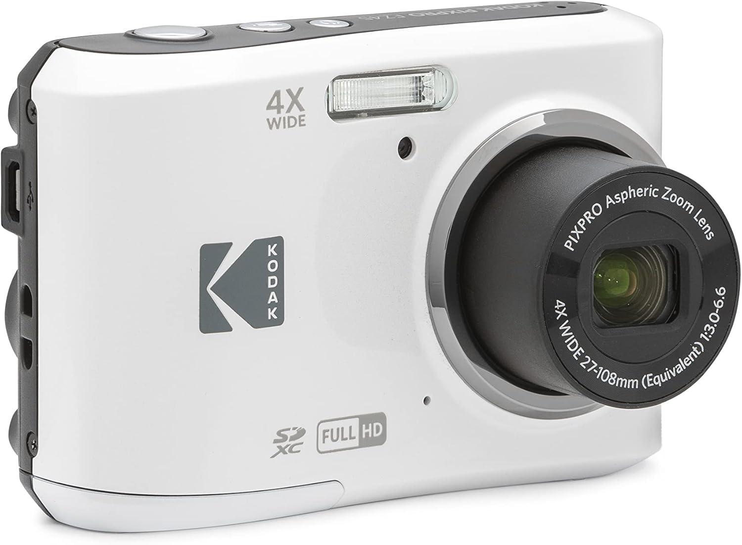 Kodak PIXPRO FZ45 Friendly Zoom 16 MP aparat cyfrowy Full HD, biały, zestaw z kartą pamięci 32 GB i torbą na aparat