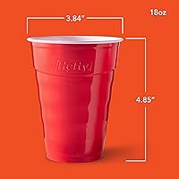 Vista 2 de Vasos de Plástico Desechables Hefty Party On, Rojos, 18 Onzas, 30