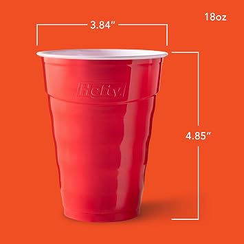 Hefty Easy Grip Disposable Plastic Cold Cups, Red, 18 Ounce, 50 Count (Pack of 1)
