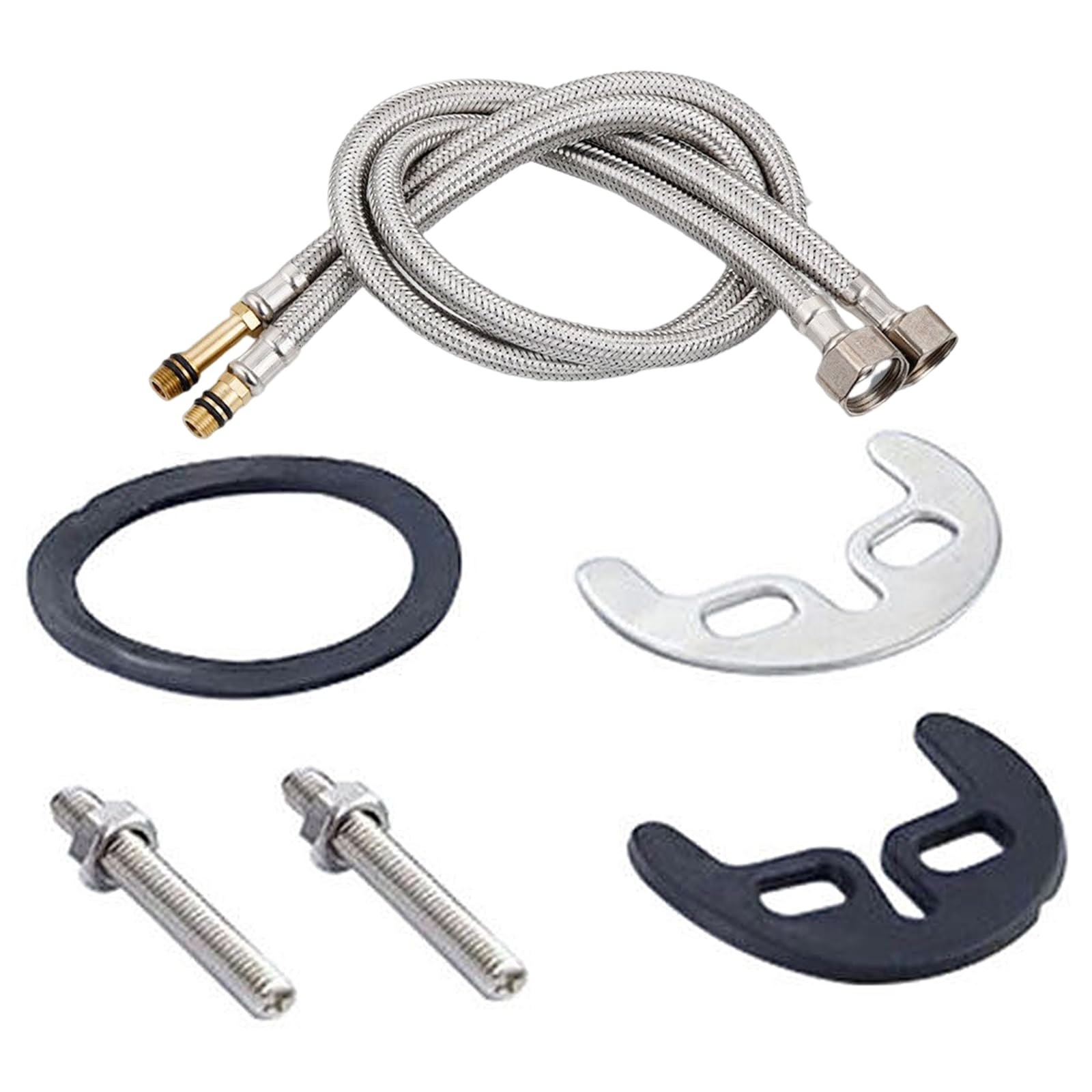 Mitigeur d'évier de cuisine et 2 tuyaux de 60 cm, robinet de caravane, levier supérieur monobloc avec long bec pivotant, robinet traditionnel chromé