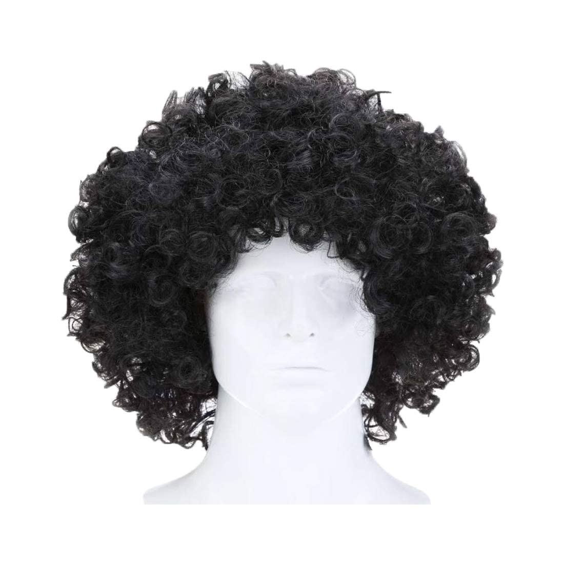 LUDALY 70's Curly Clown Funky Disco Afro Malinga Wig for Men and Women (Black)