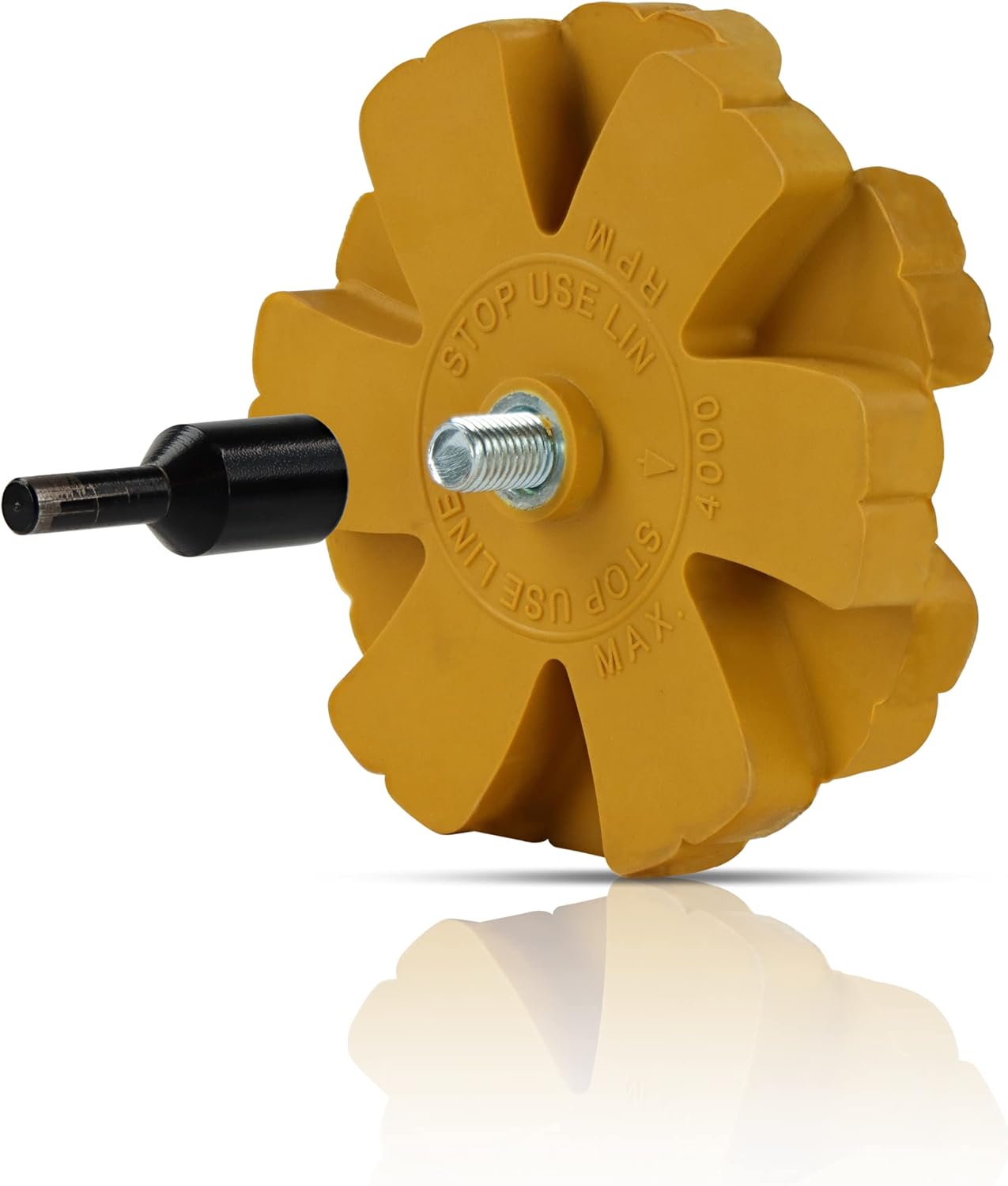 Abn Rubber Eraser Wheel & Drill Adapter Pinstripe, Double Sided