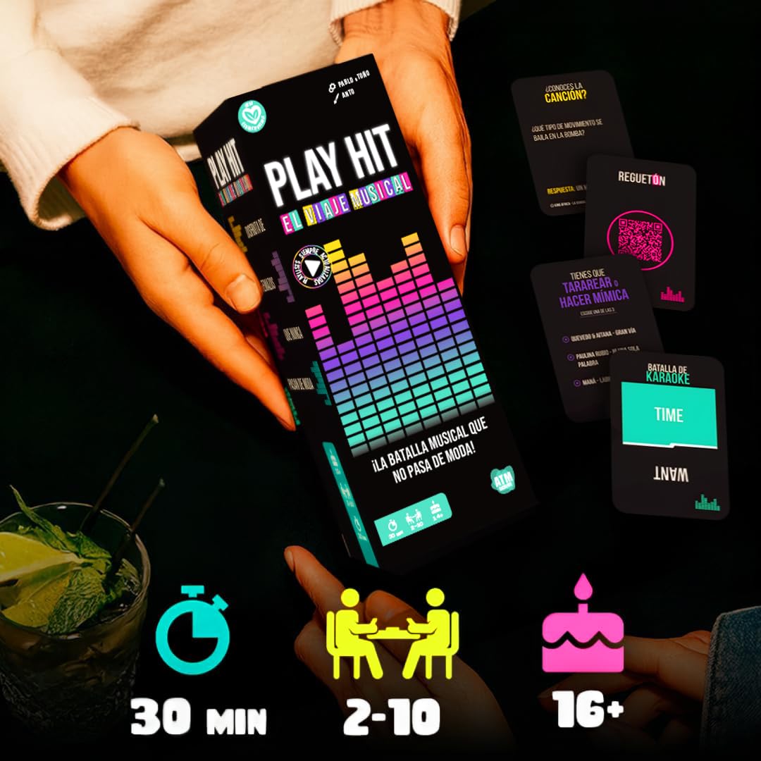 Play Hit - Juegos de Mesa para Adultos, Amigos y Familia - Ideal para Reuniones y Fiestas con Buen Tiempo - Música en Español