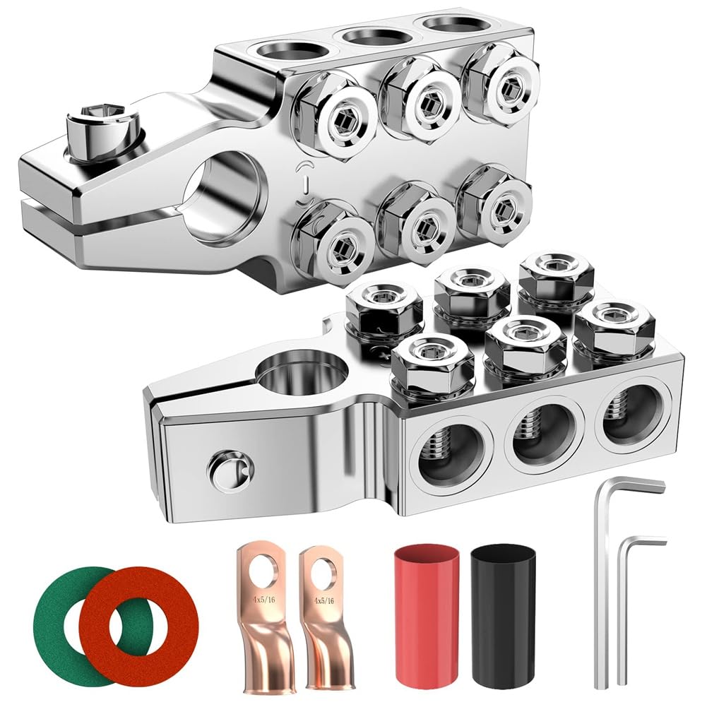 Nondk Battery Terminal Connectors 12-Way Battery Terminal Clamps, Battery Terminals Top Post 8Awg Up To 4/0(Xl) Awg Gauge