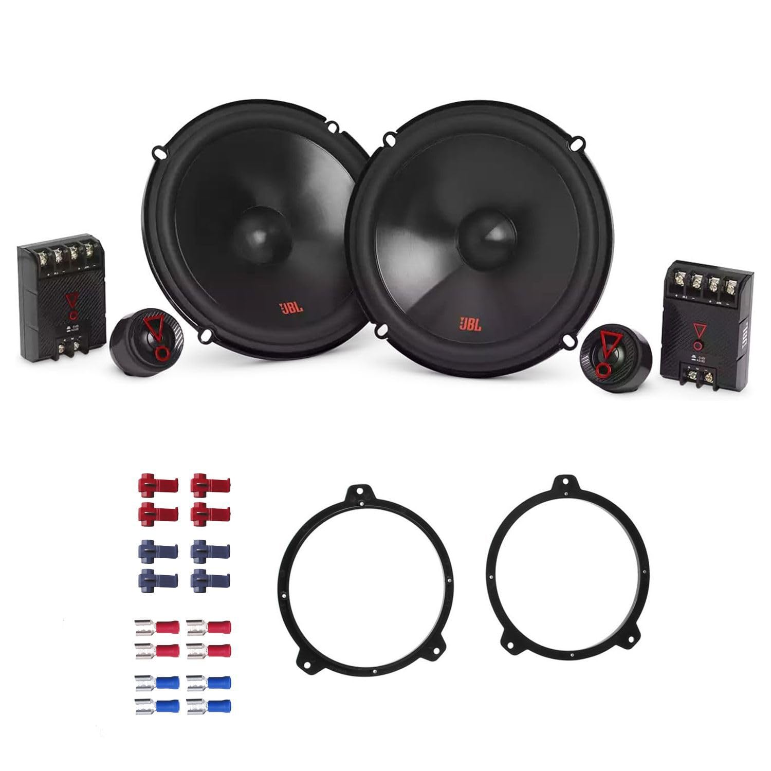 JBL Stage3 607C Lautsprecher mit Einbauset passend für BMW 3er Cabrio (E46) 2000-2007 Türen vorne 500 Watt 165mm 2 Wege Kompo