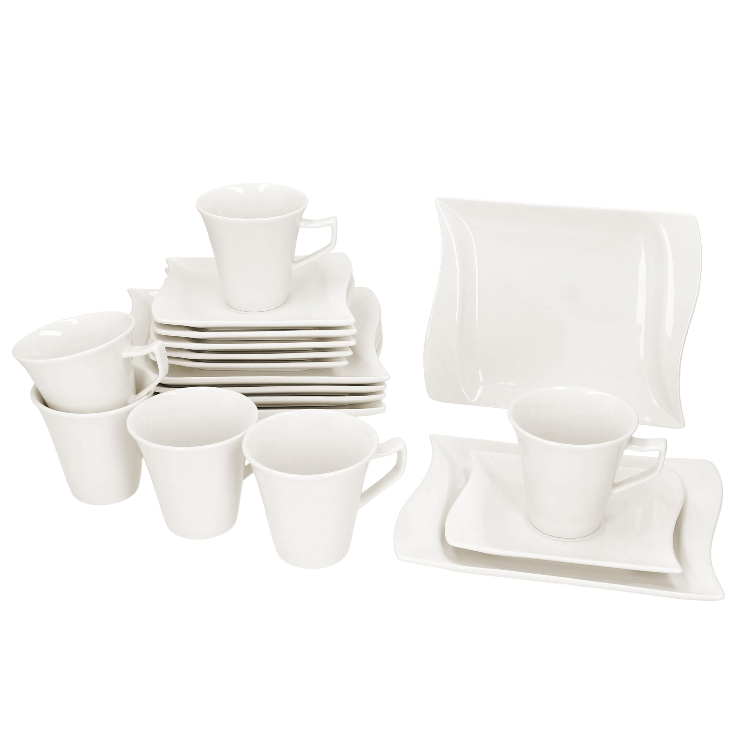 Service Assiette Noel Service Petit-déjeuner Noël MamboCat 18 Pièces - 6 Tasses, Assiettes Et Coquetiers Avec Décor Festif Ensemble 18 Pièces Cadeau