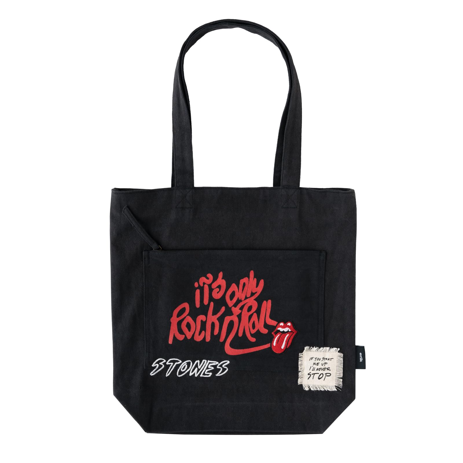 Grupo Erik Cotton Tote Bag with Zip - The Rolling Stones Gifts | Canvas Tote Bag with Compartments, Reusable Shopping Bags, Shoulder Bags | The Rolling Stones Merch