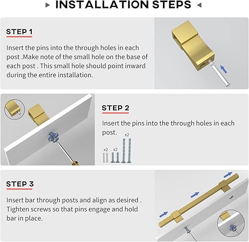 Miniatura 4 de homdiy Paquete de 5 tiradores de gabinete ajustables dorados, manijas de gabinete de 1-38 pulgadas a 4 pulgadas de distancia de agujeros ajustables
