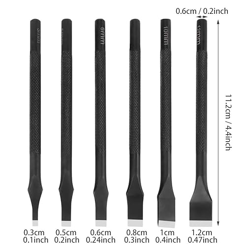 Miniatura 2 de Juego de 6 piezas de herramientas de cuero para manualidades con agujero recto con ranura de cuero de 3568100.472 in para cartera, tarjeta de fotos,