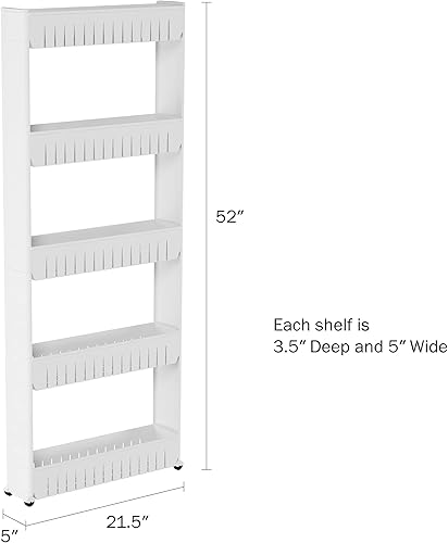 Miniatura 3 de Lavish Home - Carrito de almacenamiento delgado y rodante, carrito utilitario de 5 niveles con ruedas para baño, cocina y lavandería, estantes de