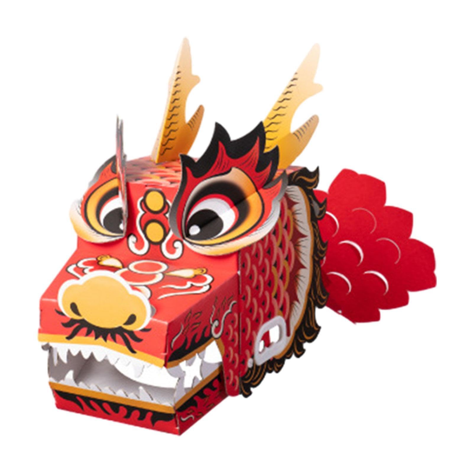 PIXZCSA Inspire Fun with 3D DIY Dragon Head Making Pack Crafts for Children S Day Celebrations and Color and Shape Recognition. DIY Craft Paper Animal Festival Holiday Dragon