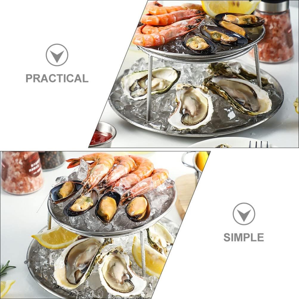 UPKOCH 2pcs Stainless Steel Seafood Display Rack Food Tray Holder for Home and Restaurant Creative Seafood Stand for Efficient Serving and Presentation