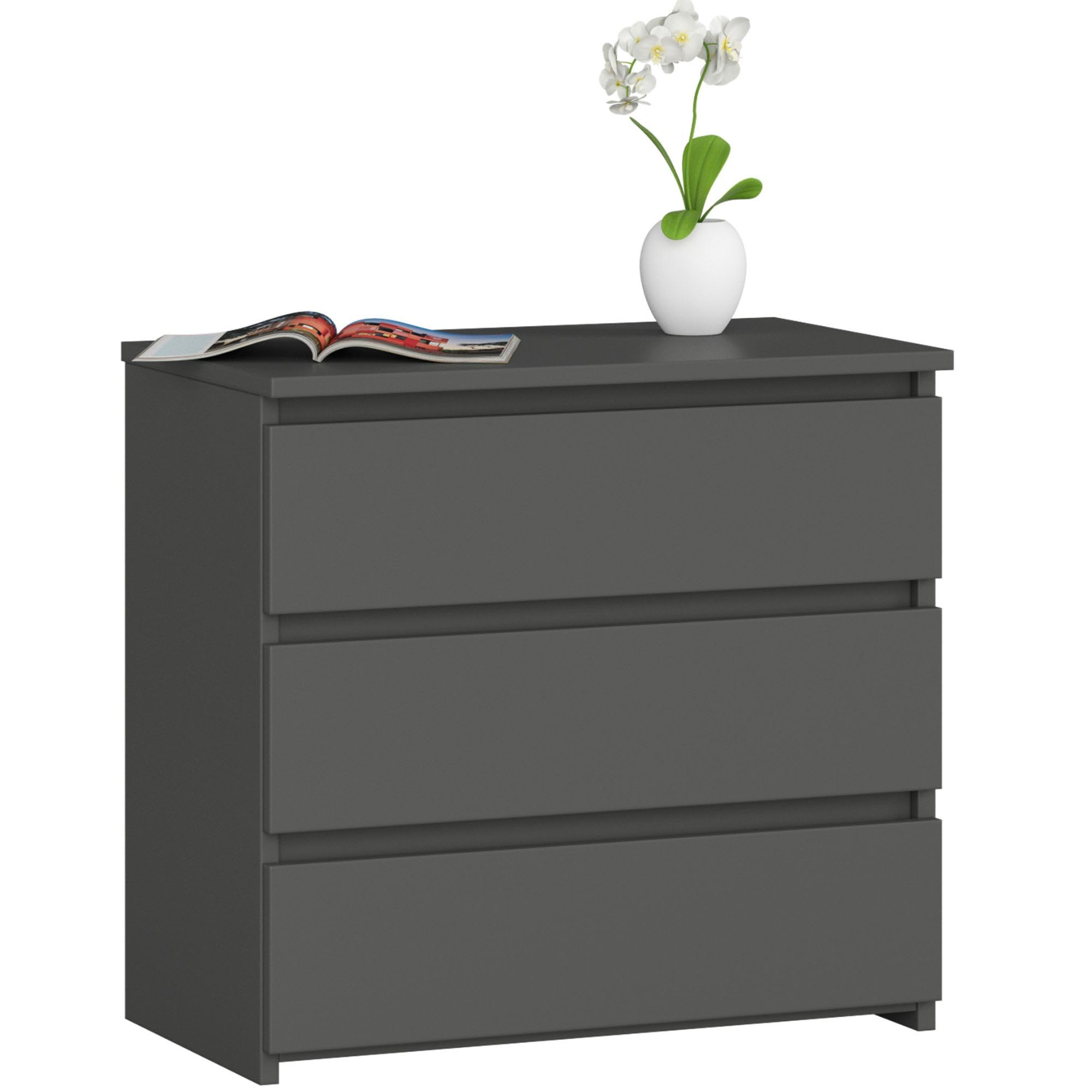 AKORD CL-3 3-Drawer Chest of Drawers in Graphite Grey