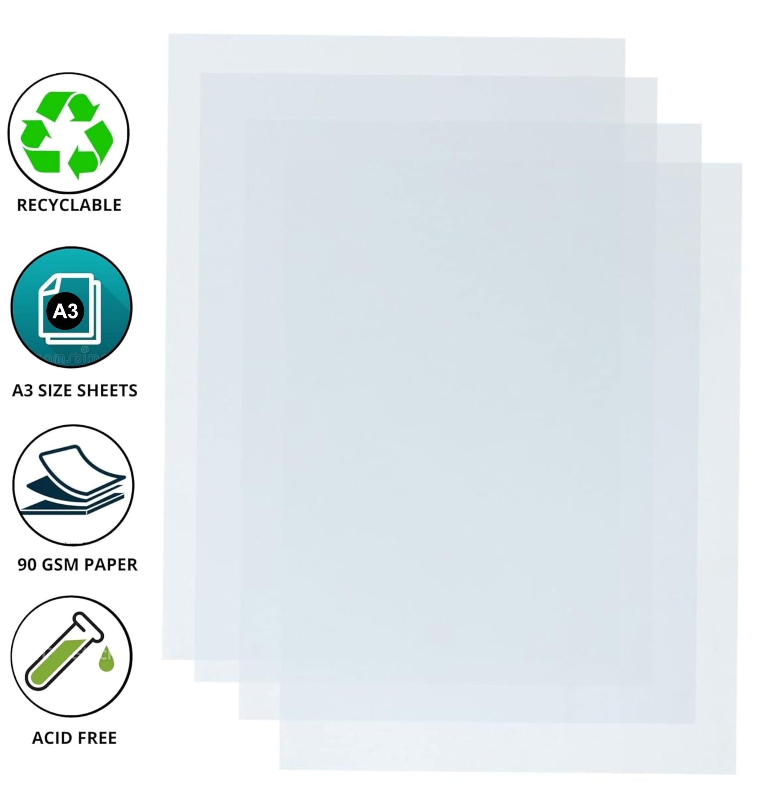 IMPRINT A3 tracing Paper 25 Sheets, Smooth and Translucent, Ideal for Tracings, Drawing, Printing 2