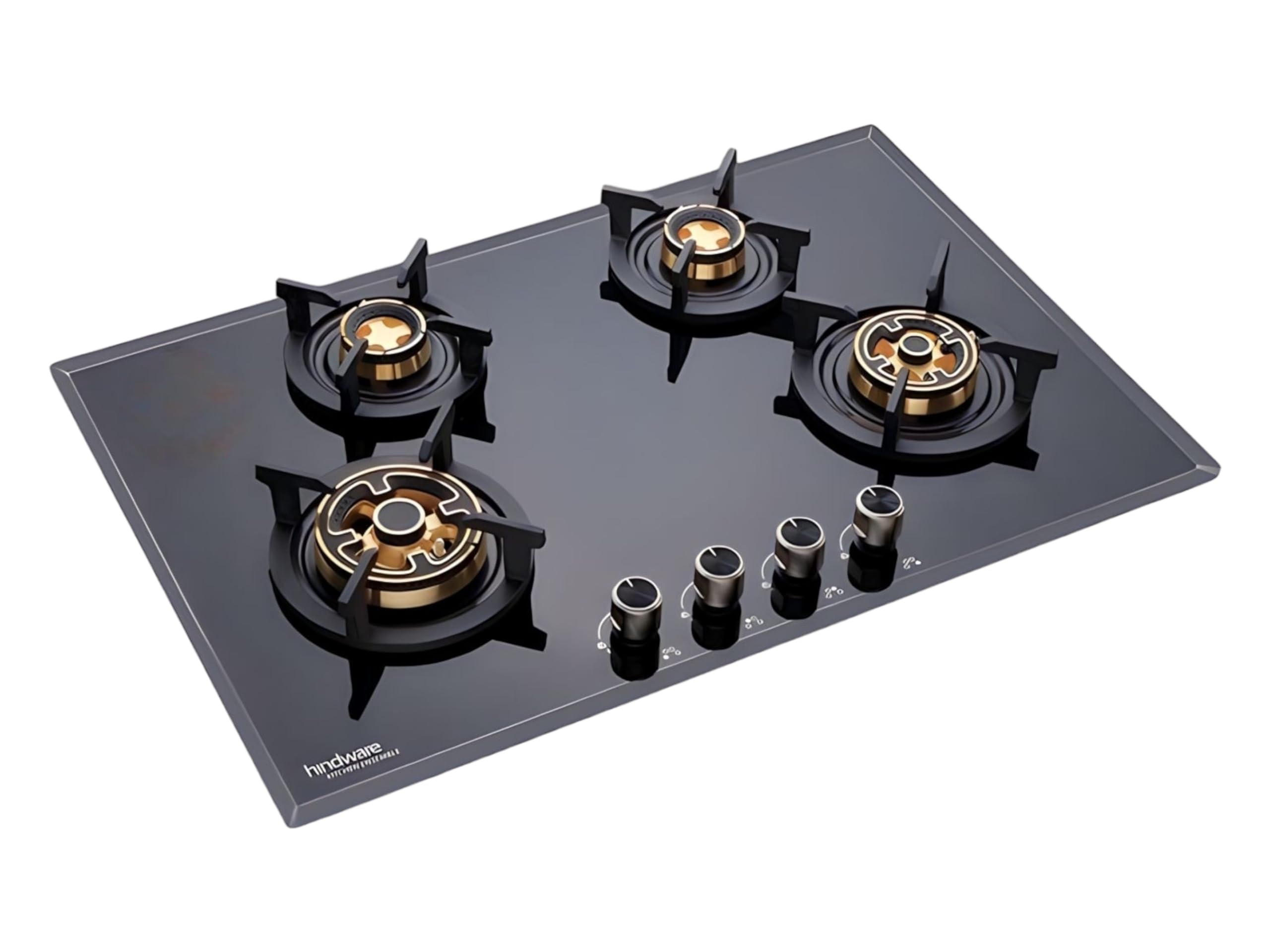 Hindware Adonia 4B 80 | Brass Burners | Auto Ignition | Flame Failure Device | Built In Glass Automatic Hob (4 Burners), Black-image-2
