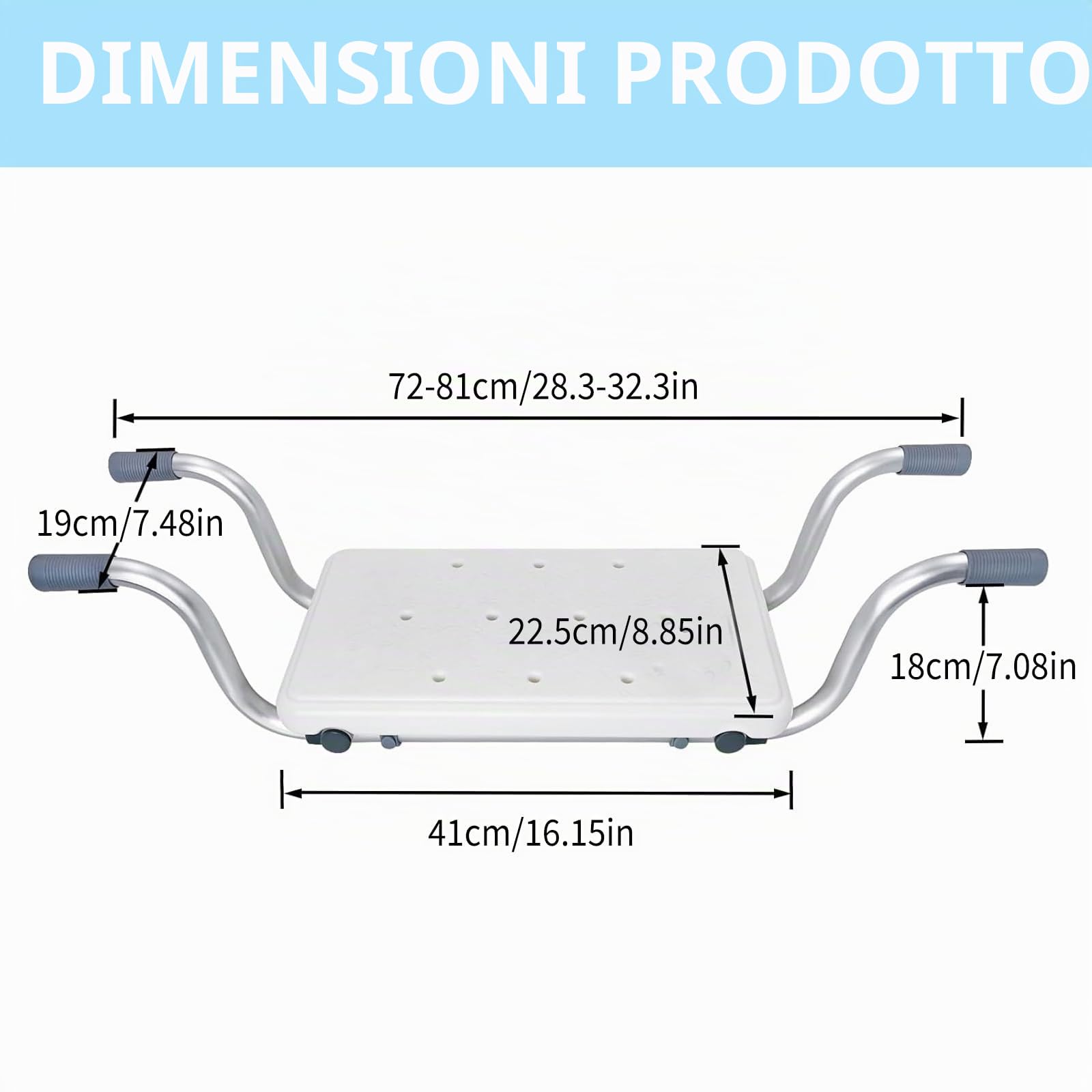 Sedile per Vasca da Bagno, Sedile Vasca da Bagno Antiscivolo per Adulti e Anziani, Sedile da doccia estraibile 72-82 cm, Sedile Sicurezza per Vasca da Bagno, portata 136 kg, Bianco